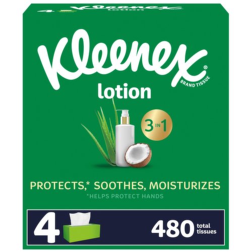 Kleenex Lotion Tissues, Coconut + Aloe, 3-Ply