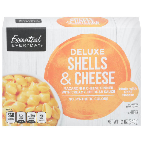 Essential Everyday Macaroni & Cheese Dinner, Shells & Cheese, Deluxe