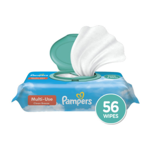 Pampers Multi-Use Baby Wipes Multi-Use Clean Breeze 1X Pop-Top 56 Count