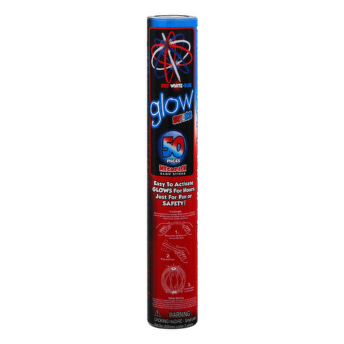 Supreme Glow Glow Sticks, Red/White/Blue, Mega Pack