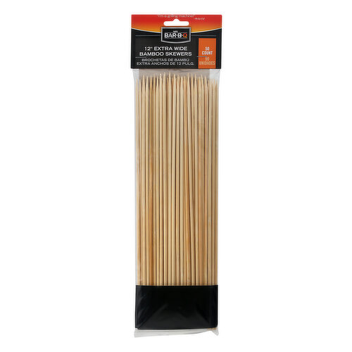 MR BAR B Q Bamboo Skewers, Extra Wide, 12 inch