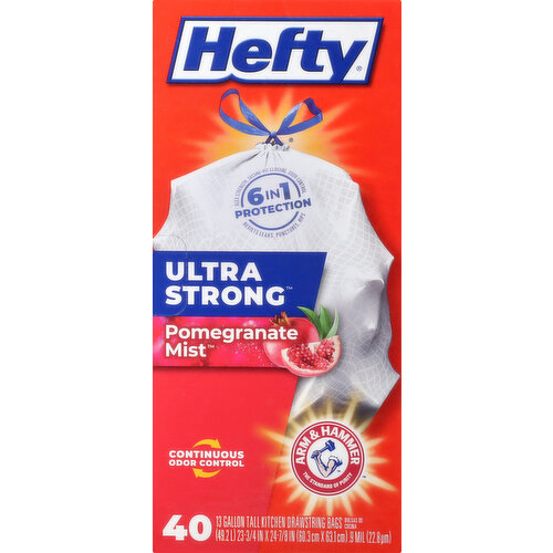 Hefty Ultra Strong Tall Kitchen Bags, Drawstring, Pomegranate Mist