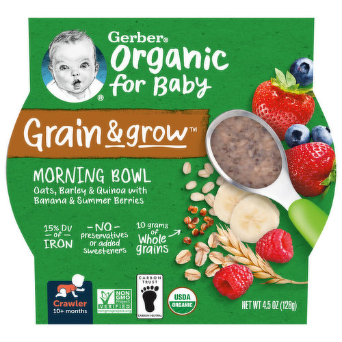 Gerber Organic for Baby Morning Bowl, Grain & Grow, Crawler (10+ Months)