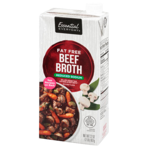 Essential Everyday Broth, Fat Free, Reduced Sodium, Beef