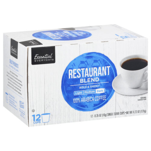 Essential Everyday Coffee, 100% Arabica, Dark Roast, Restaurant Blend, Single Serve Cups