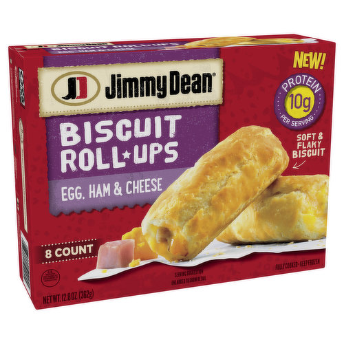 Jimmy Dean Egg, Ham & Cheese Biscuit Roll-Ups, 12.8 oz (8 Count) (Frozen)