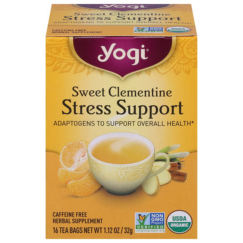 Yogi Stress Support, Sweet Clementine, Caffeine Free, Tea Bags