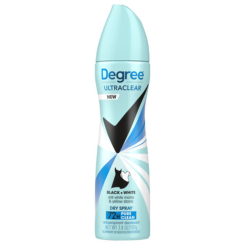 Degree Ultraclear Antiperspirant Deodorant, Pure Clean, Black + White, Dry Spray