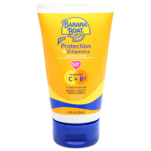 Banana Boat Sunscreen Lotion, Protection + Vitamins, Broad Spectrum SPF 50+