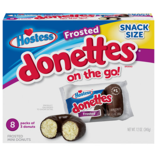 Hostess Donettes Donuts, Mini, Frosted, Snack Size