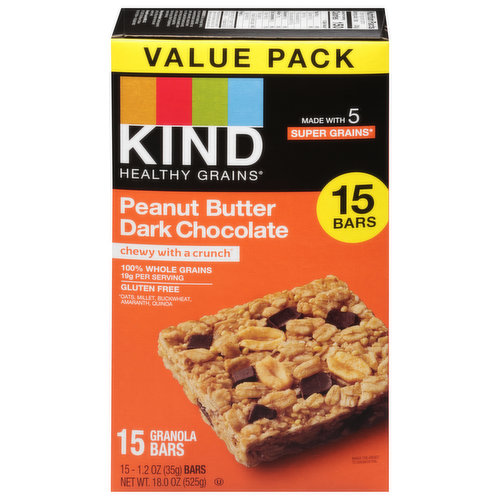 Kind Healthy Grains Granola Bars, Peanut Butter Dark Chocolate, Value Pack