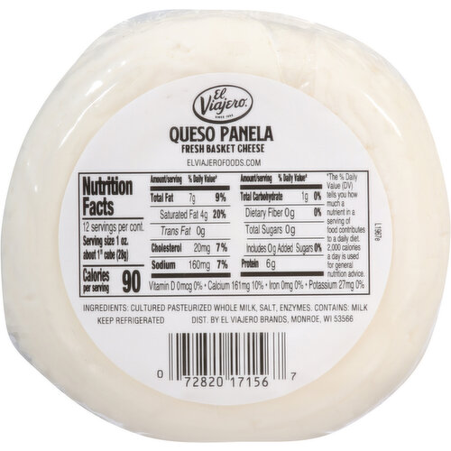 El Viajero Fresh Part Skim Milk Queso Panela Basket Cheese