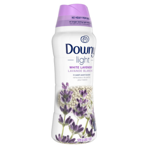 Finally, long-lasting scent that is not overpowering. Downy Light Laundry Scent Booster Beads are small, lightly scented laundry beads that give you all-day Downy freshness. They’re made with no heavy perfumes, dyes, or phosphates… Plus, the White Lavender scent has the light, refreshing scent of fresh lavender with smooth, creamy vanilla. With detergent alone, the freshness of your clothes can fade after taking them out of the wash. Using Downy laundry booster beads gives your laundry 4x the long-lasting freshness than with the leading detergent alone, so you can be confident in fresh-smelling clothes all day long. They can be used on all colors and fabrics and are safe to use in all washing machines. These laundry scent beads are easy to use; just start by tossing them right into the washer drum before adding your clothing. Use as much or as little as you want to get your desired level of freshness. Looking for more ways to keep your clothes fresh? Add Downy fabric softener and dryer laundry sheets to your routine for added softness.