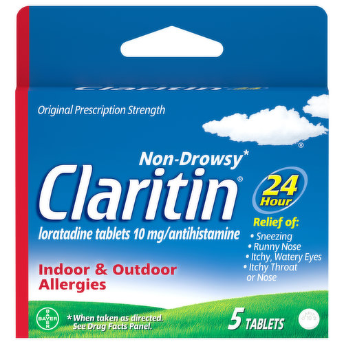 Claritin Loratadine, Non-Drowsy, 10 mg, Original Prescription Strength, Tablets