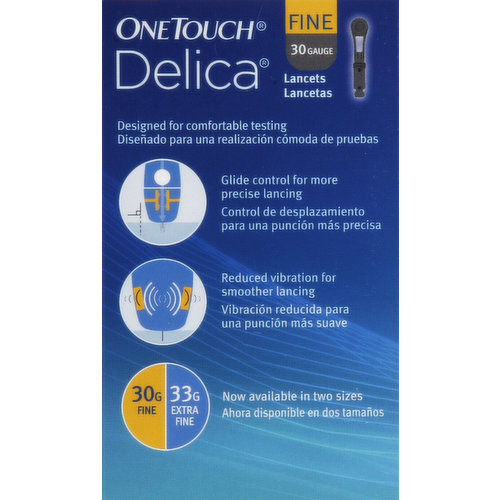 Onetouch Delica Plus Lancets, Fine, 30 Gauge - 100 lancets