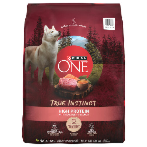 Purina One True Instinct Dog Food, Natural, with Real Beef & Salmon, High Protein, Adult