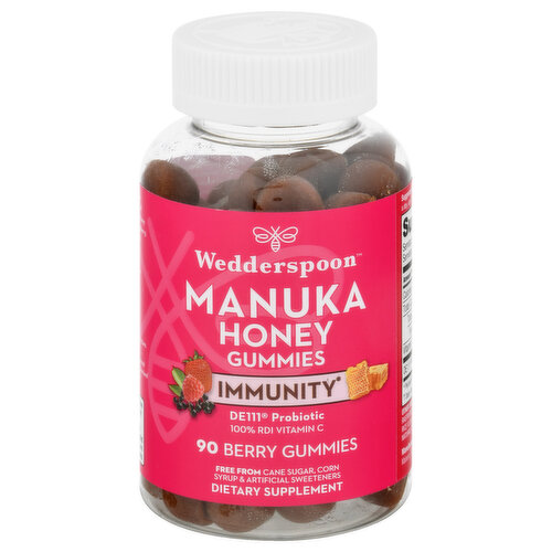 Wedderspoon Manuka Honey, Immunity, Gummies, Berry