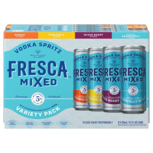 Fresca Mixed Vodka Spritz, Variety Pack, 8 Cans