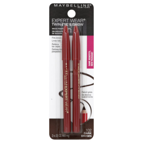 maybelline Expert Wear Twin Brow & Eye Pencils, Dark Brown 102