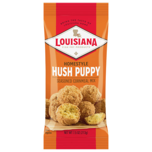 Louisiana Fish Fry Products Cornmeal Mix, Seasoned, Hush Puppy, Homestyle