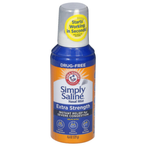 Arm & Hammer Nasal Mist, Simply Saline, Extra Strength