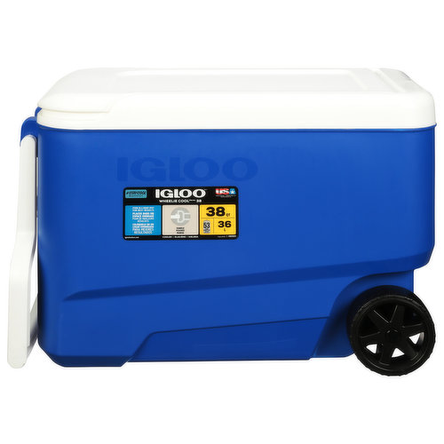 Igloo Wheelie Cool Cooler, Im Blue, 38 Quart