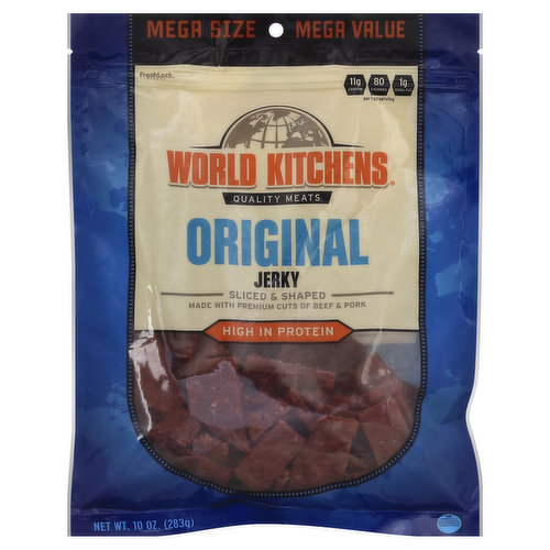 World Kitchens Jerky, Original, Sliced & Shaped, Mega Size