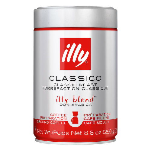 Illy Illy Blend Coffee, 100% Arabica, Ground, Classic Roast, Classico