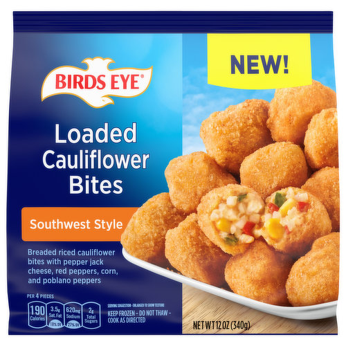 Birds Eye Southwest Style Loaded Cauliflower Bites, Frozen Snacks