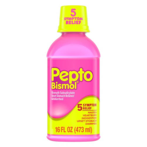 Pepto-Bismol Multi-Symptom Pepto Bismol Liquid, Nausea, Upset Stomach & Diarrhea Relief, Over-the-Counter Medicine, 16 Oz