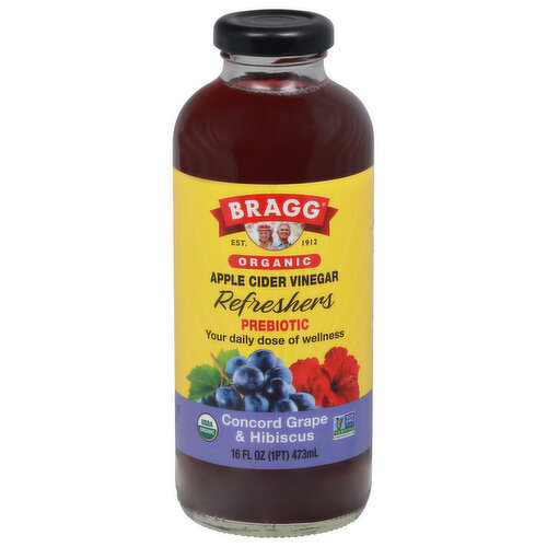 Bragg Refreshers Apple Cider Vinegar, Organic, Concord Grape & Hibiscus, Prebiotic