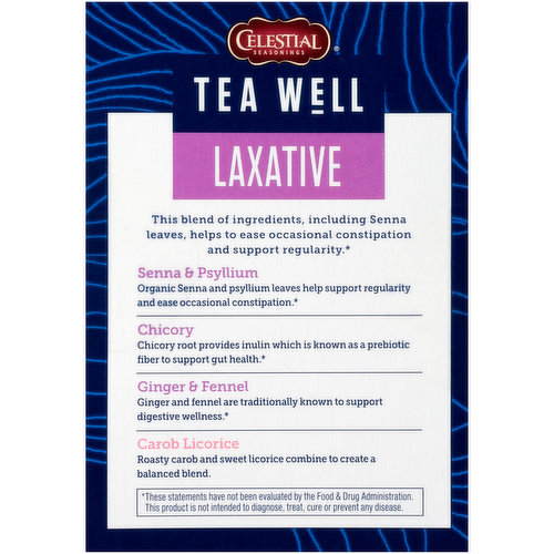 Celestial Seasonings Tea Well Tea Well Laxative Senna Organic Carob Licorice Herbal Supplement Tea Bags