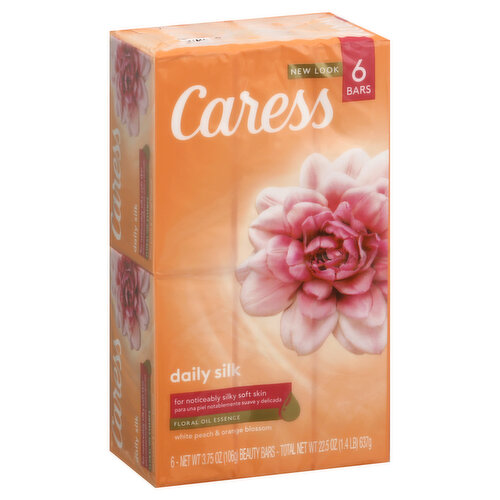 Caress Beauty Bars, Daily Silk, White Peach & Orange Blossom