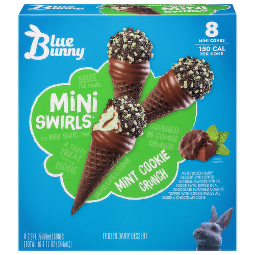 Blue Bunny Mini Swirls Frozen Dairy Dessert, Mint Cookie Crunch