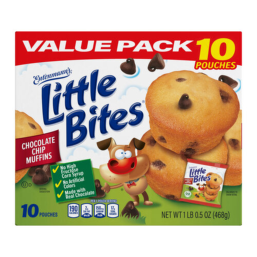 Entenmann's Little Bites Shelf-Stable Chocolate Chip Mini Muffins, Value Pack, 10 packs, 16.5 oz