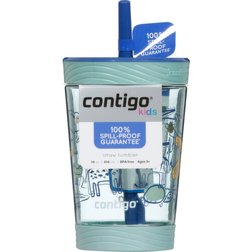 Contigo Kids Straw Tumbler Ages 3 BPA Free 14oz 100% Spill Free