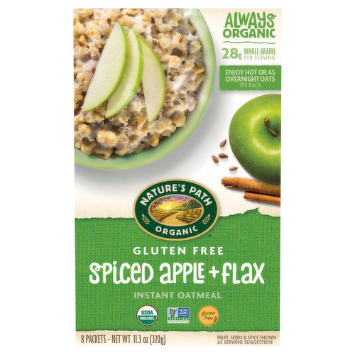 Nature's Path Organic Instant Oatmeal, Gluten Free, Spiced Apple + Flax