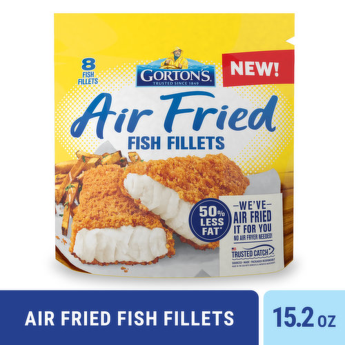 •Goodness You Can Taste: Bring home a delicious taste of seafood with our Air Fried Breaded Fish Fillets. Made from high-quality, wild-caught fish, our fillets are ideal for serving up a fresh-tasting, convenient meal. •Unmatched Flavor: To lock in our fish’s full nutrition, we ensure this product is flash-frozen at the peak of freshness. These fillets are also air fried for a light, crispy breading that has reduced fat.•A Wholesome Catch: These fillets are always prepared with no fillers, artificial colors or flavors, hydrogenated oils, or antibiotics. Plus, our fish is a natural source of natural Omega-3s and protein. •Easy to Cook: Enjoy a deliciously fresh meal that is prep-free, mess-free, and stress-free! Simply heat fish in a conventional oven until fully cooked.•Trusted Since 1849: We’ve served families great seafood for over 170 years because of our longstanding commitment to quality and to ocean preservation. Our Trusted Catch program ensures our seafood is responsibly sourced, made, and packaged*.