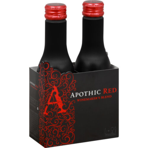 1 bottle (250 ml) = 1.5 5 oz glasses. Like all true originals, this wine has a character all its own. Notes of black cherry, mocha, vanilla and a hint of intrigue-all in a shareable two pack that boldly goes anywhere. Although, no one says you have to share. Not for individual sale. www.apothic.com. Alc. 13.5% by vol.