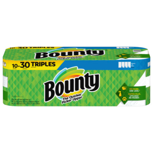 Don’t let spills and messes get in your way. Lock in confidence with Bounty, the Quicker Picker Upper*. This pack contains Bounty white Select-A-Size paper towels that are 2X more absorbent* and strong when wet, so you can get the job done quickly.