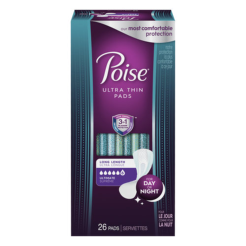 Poise Pads, Ultra Thin, Ultimate, Long Length
