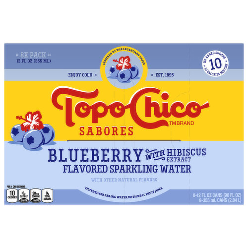 Topo Chico Sparkling Water, Blueberry with Hibiscus Extract