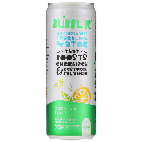 BUBBL'R Antioxidant Sparkling Water - lemon lime twist'r - 12 fl oz. Cans