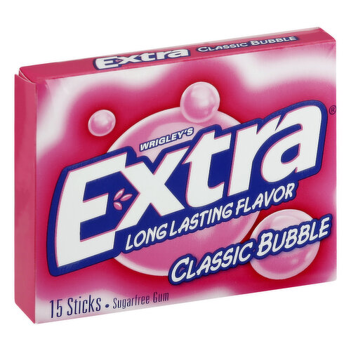 Extra Gum, Sugarfree, Classic Bubble