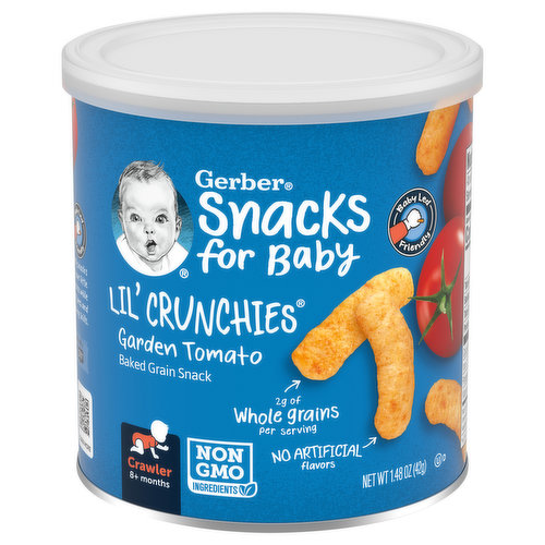 Gerber Snacks for Baby Baked Grain Snack, Garden Tomato, Lil' Crunchies, Crawler (8+ Months)