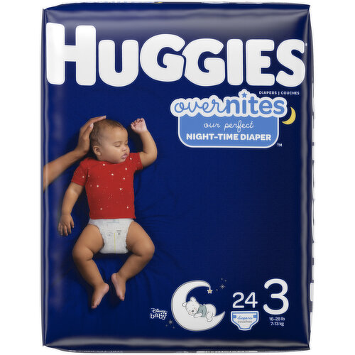 Huggies Overnites Nighttime Disposable Baby Diapers, Size 3, 4, 5