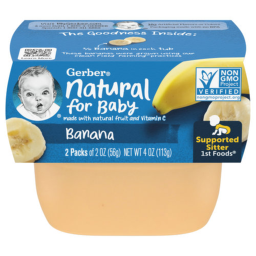 Gerber Natural for Baby Banana, Supported Sitter 1st Foods, 2 Pack