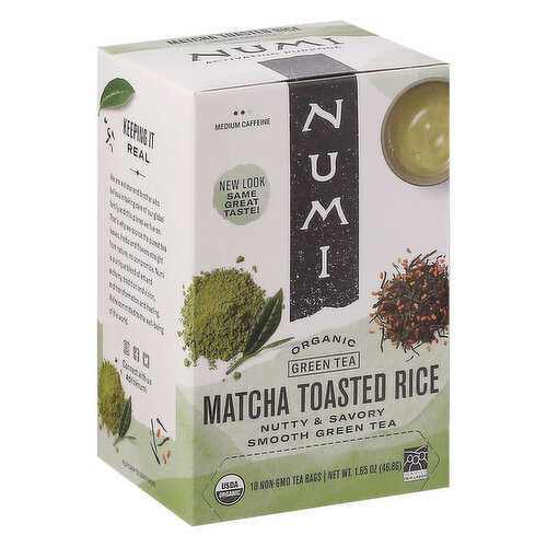 Numi Green Tea, Organic, Matcha Toasted Rice, Tea Bags