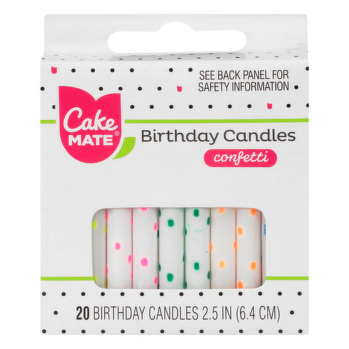 Cake Mate Birthday Candles, Confetti, 2.5 Inch