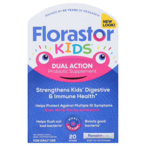 FlorastorKids Probiotic Supplement, Dual Action